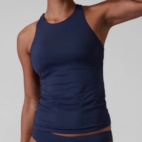 Athleta Swim Tank Maldives High Neck Adjustable Open Back Sleeveless Underwire - Picture 1 of 12